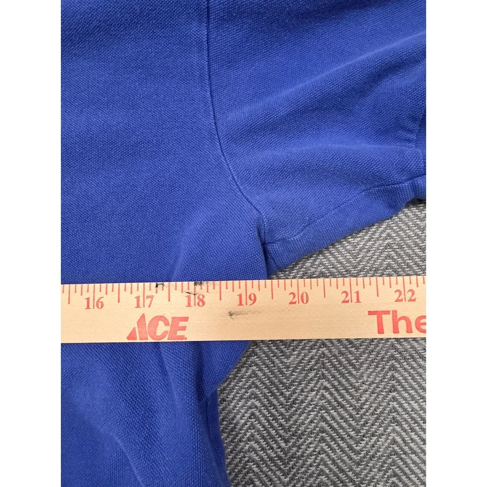 Polo Ralph Lauren‎ Mens Medium Blue Short Sleeve Pique Polo Shirt Orange Pony